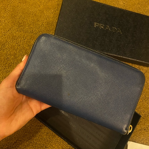 Prada Long leather wallet navy blue - Picture 6 of 14